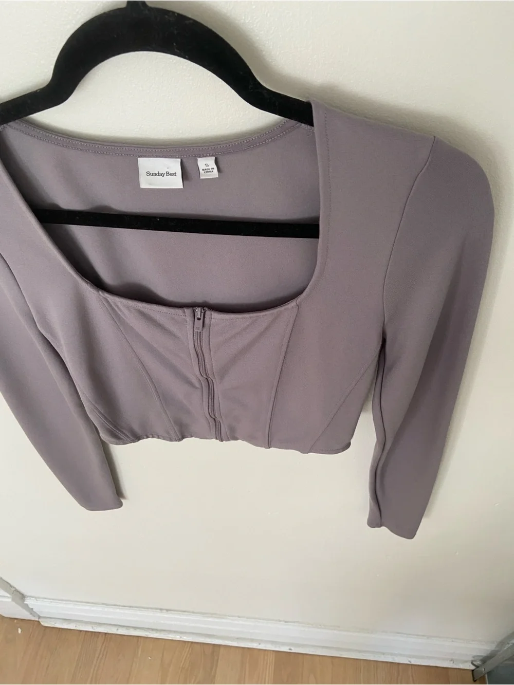 Aritzia Sunday Best Maverick Bustier Long Sleeve in Purple size Small - Picture 4 of 8